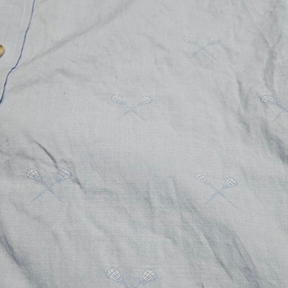 Vineyard Vines Slim Fit Murray Shirt XL Mens Blue Lacrosse Embroidered Oxford - Picture 3 of 7